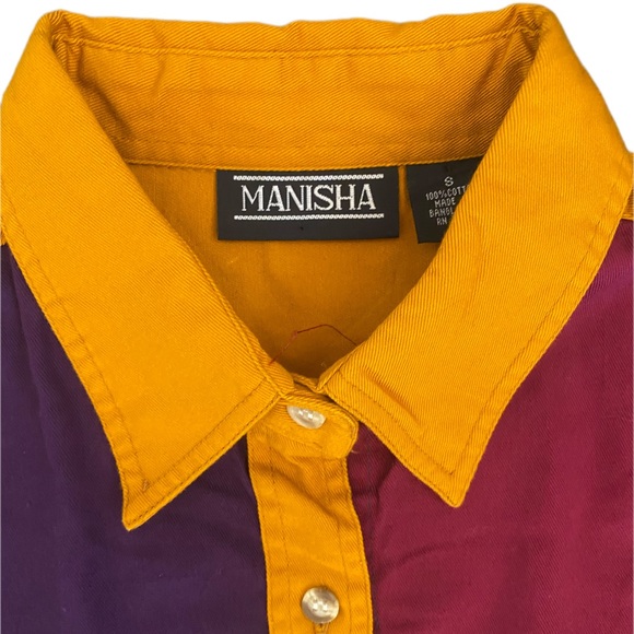 90's Colorblock Manisha button down - Picture 2 of 4
